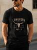 1pc LONGHORN Western Ranch Skull Pattern Unisex T-Shirt with Print Design - Suitable for Casual Wear - Casual And Versatile - Summer Item - Pure  Top