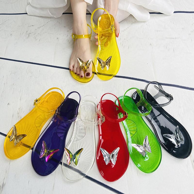 Y2 Jelly Sandalen Vlinder Ingelegd Baksteen Mode Transparante Pvc Schoenen