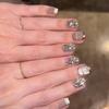 10Pcs Handmade Starry Sky Cat Eye Glass Bead Press On Nails Removable False Nail Art For Women And Girls