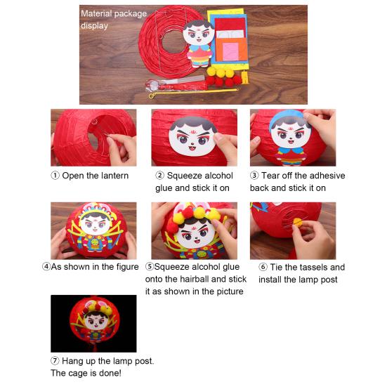 DIY Lantern Kit with Soft Light LED Bulb Rabbit Design Mid-Autumn Festival Lantern Material Pack Parent-Child Fun Crafting Set