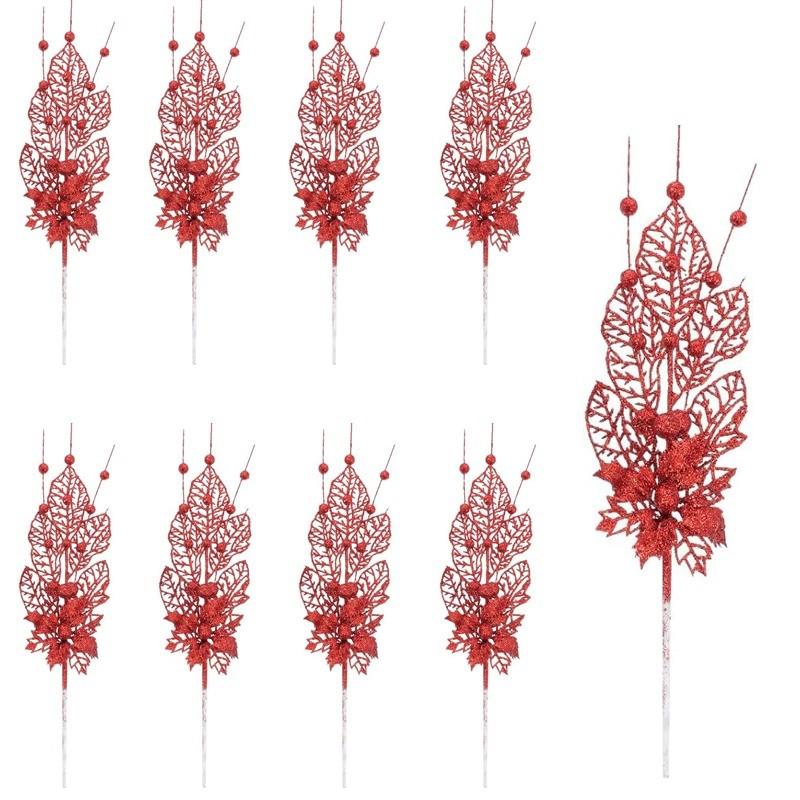 1Pc Glitter Artificial Berries Stems Christmas Decoration Xmas for Home Decor New Year Christmas Tree Wreath Ornaments Accessory