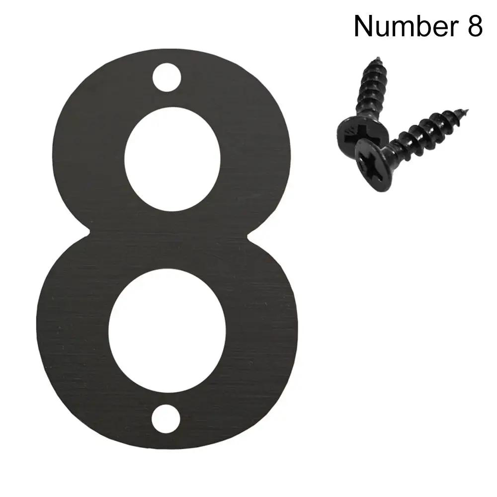 Fashion Stainless Steel Door Label with Screw Durable Black 0 To 9 Numeral Tag Number Plate Sign For Home Mailbox Hotel Address