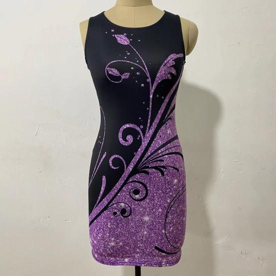 O-Gât fără mâneci talie strânsă rochie de femeie rochie de vară cu imprimare strălucitoare