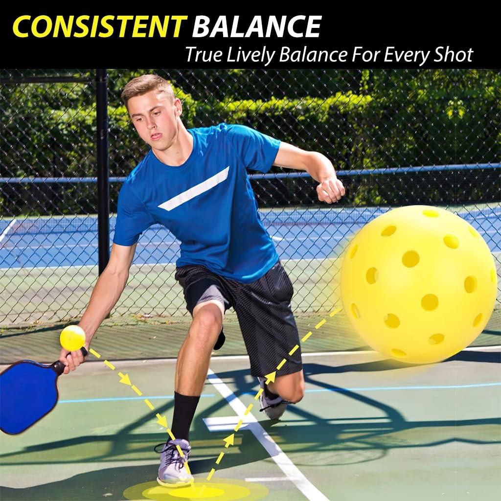 Outdoor Pickleball 74mm Diameter Pickleball Hard PE 40-Hole Pickleball High Elasticity Durable Outdoor Pickleball 2-Pack