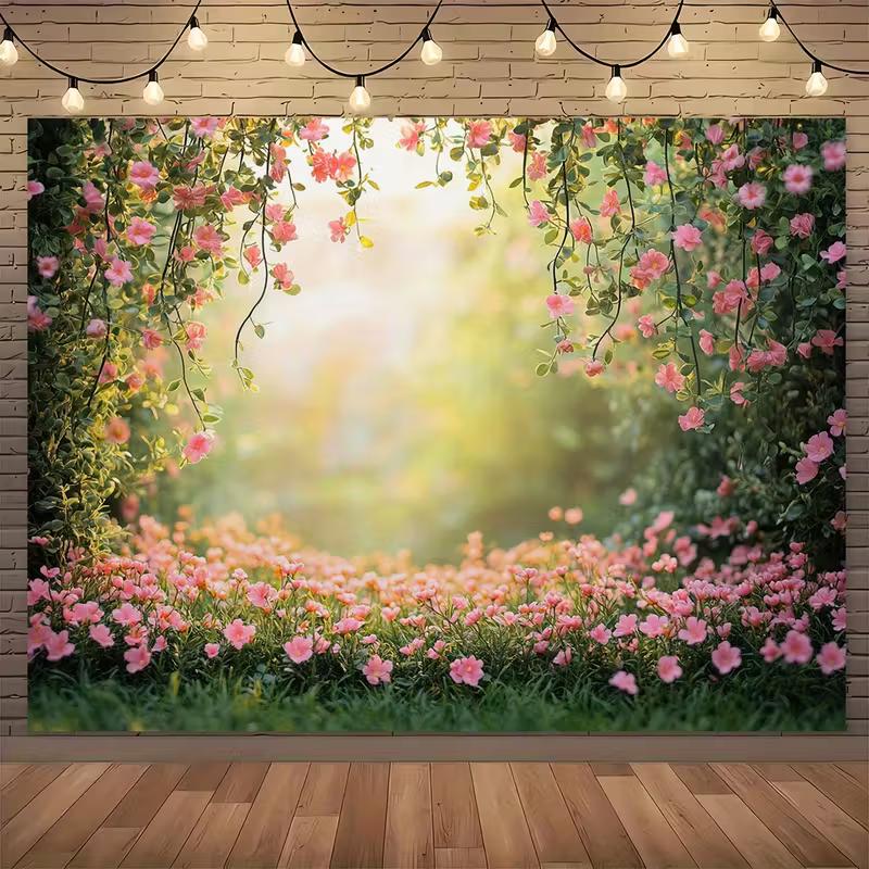 2D Romantic Spring Flower Tapestry Wall Hanging Garden Background Cloth 47.2x31.5inch/120*80cm