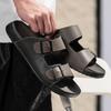 Fashion Summer Handmade Leather Slippers Fashion Trendy Men's Flip-flops Outdoor Breathable Half Drag Comfortable Men's Simple Sandals