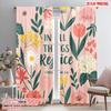 2pcs 2D Flat Printing Curtains Floral Rejoice Scripture Flowers Fabric Without Electricity Festive Holiday for All Season