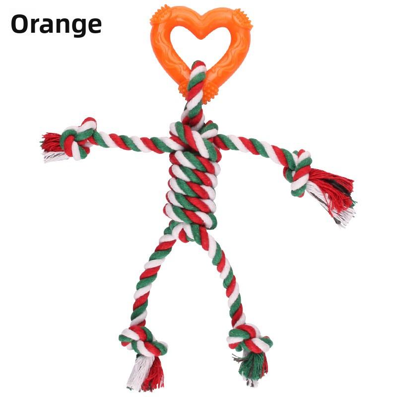 Haustier Baumwollseil Spielzeug Halloween Zahnen, Kaubares Gewebtes Seilknoten Hundespielzeug Fischgrätenherz Design