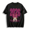 2026 Felice Anno Nuovo Stampa Fiocco a Maglia Felpa Casual Top Maglietta in Puro Cotone