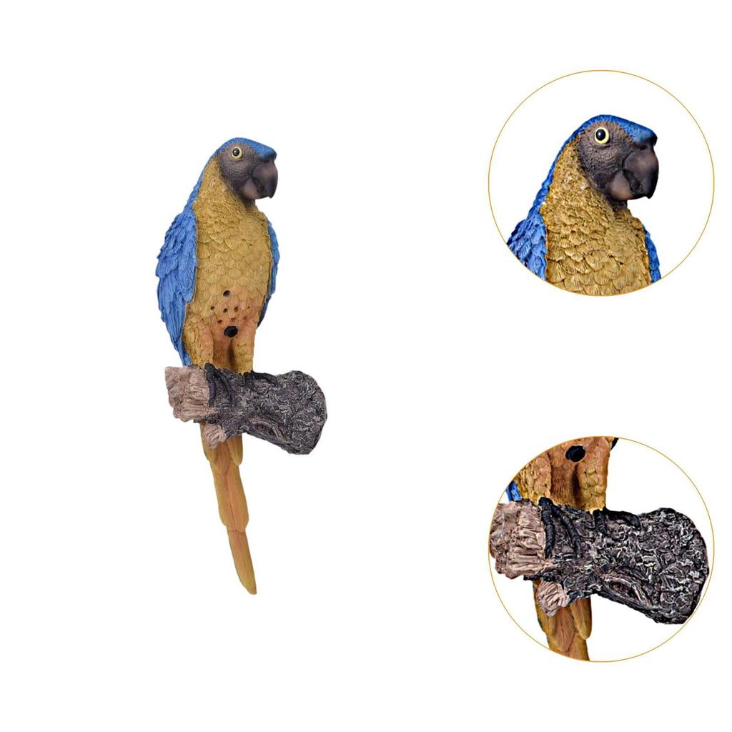 Voice Recording Parrot Tree Hanging Ornament 10.5x9.5x33cm Multipurpose Hand Painted Bird Figurine Garden Decoration Resin Craft