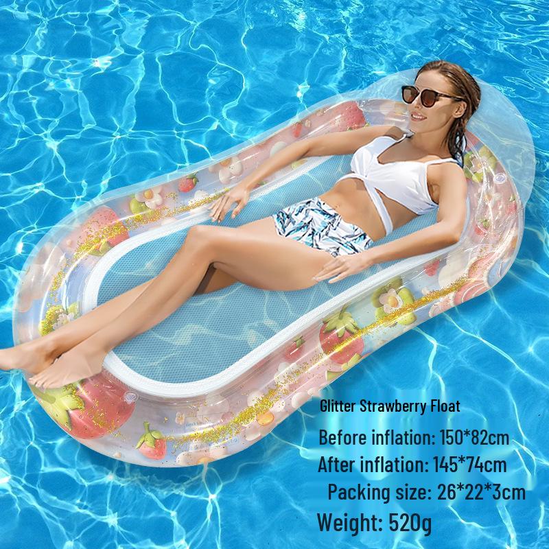 Foldable Striped Inflatable Pool Float Hammock Recliner