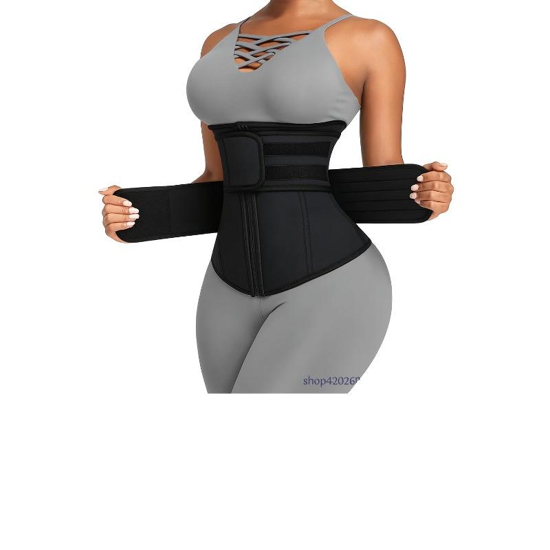 

Adjustable Waist Trainer for Women, Double Belts Neoprene Corset with Zipper, Workout Cincher for Tummy Control & Back Support S чёрный
