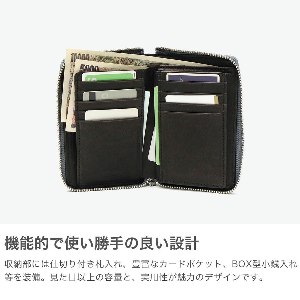 ZOU Bifold Wallet Round Middle Wallet AN204 [Nerd] Green/60