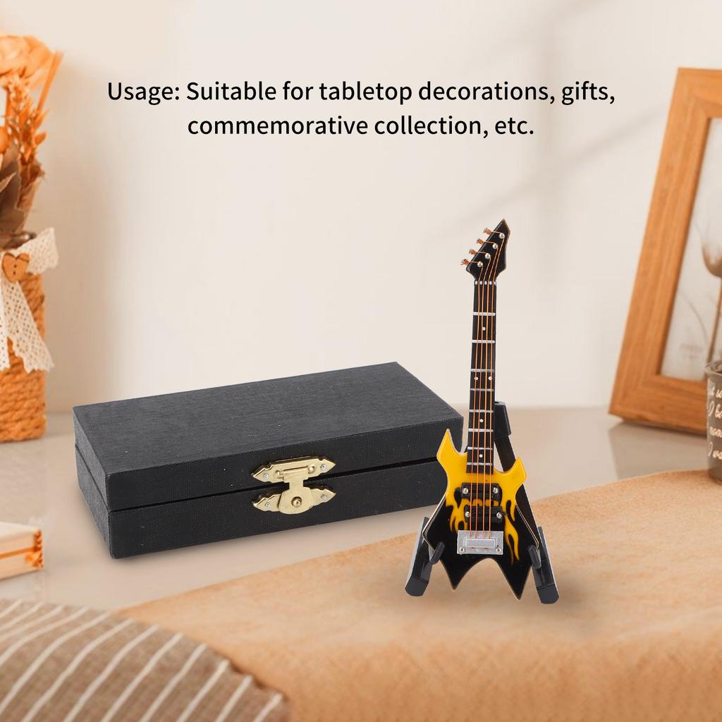 Bass Model Miniature Wooden Simulation Guitar Model Musical Instrument Ornaments