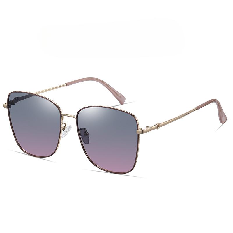 New Metal Ladies Polarised Sunglasses Large Frame Stainless Steel Summer Sun Shading Sunglasses Female Fashion Wear Glasses