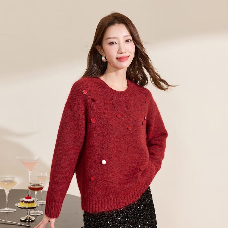 

Sancai Plus Size Round Neck Sequin Knit Sweater XL