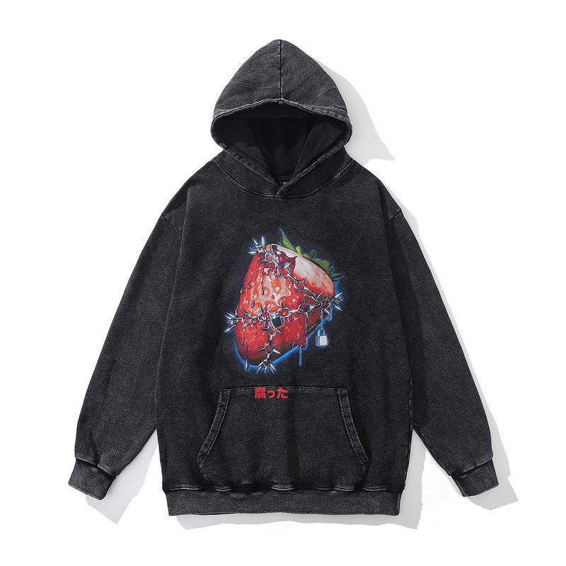 Autumn And Winter Men'S Hooded Sweater American Retro 430G Pure Cotton Washed Old Printed Hoodie For Men And Women