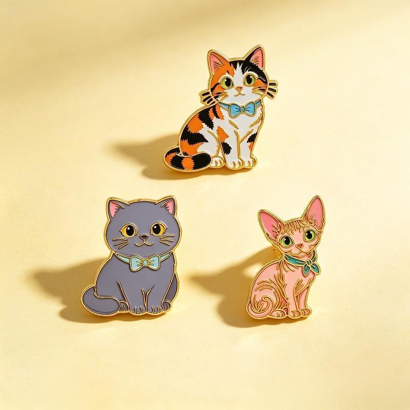 Collectible Cartoon Cat Enamel Pins Adorable Kawaii Lapel Badge for Backpack Clothing Birthday Gift for Cat Fans