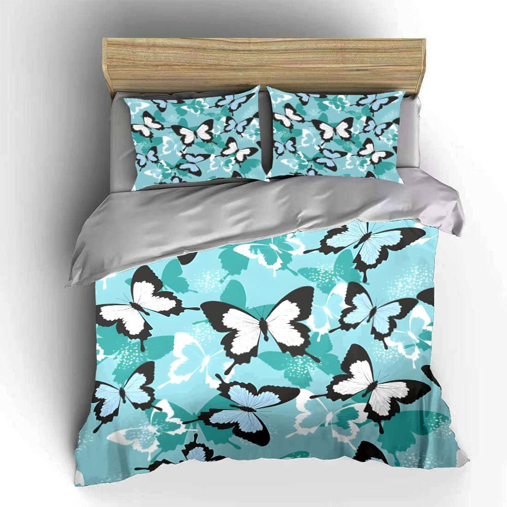 Butterfly-Themed Three-Piece Bedding Set  kid's and adults' bedroom decor, Exquisite three-piece bedding set gift