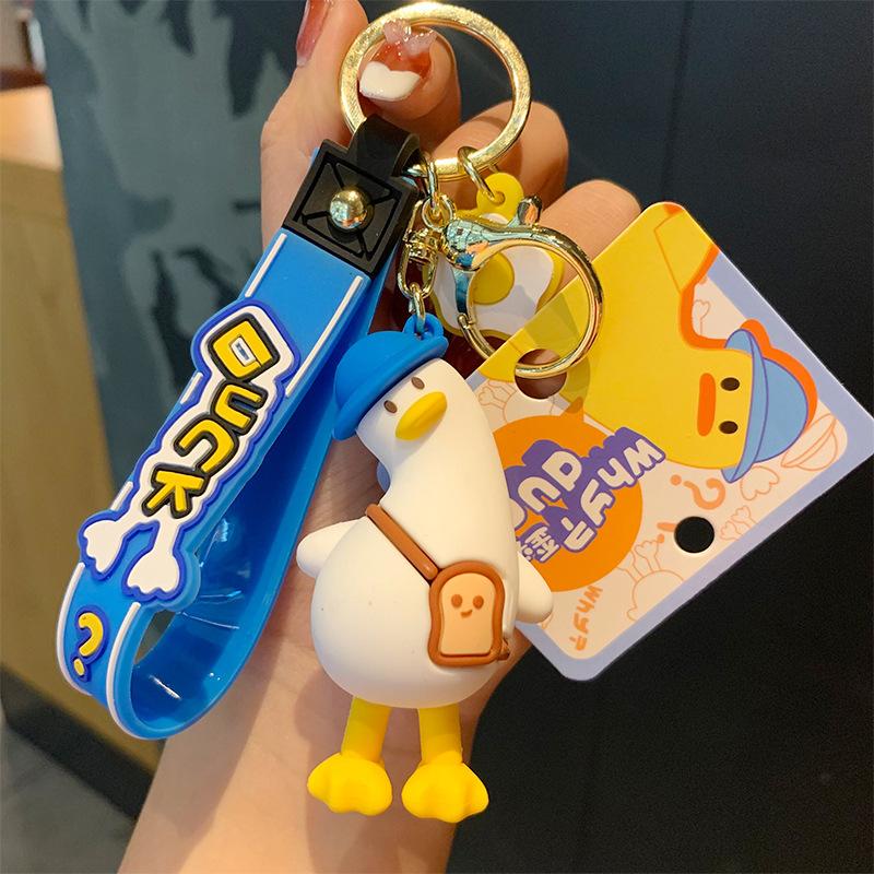 Creative Cartoon Cute Crooked Duck Keychain Pendant Female Cute Little Yellow Duck Doll Couple Backpack Pendant price excluding tax
