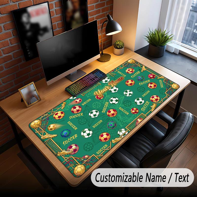Soccer Theme Custom Mouse Pad Personalized With Name Text Customized Desk Mat For Office Home Decor