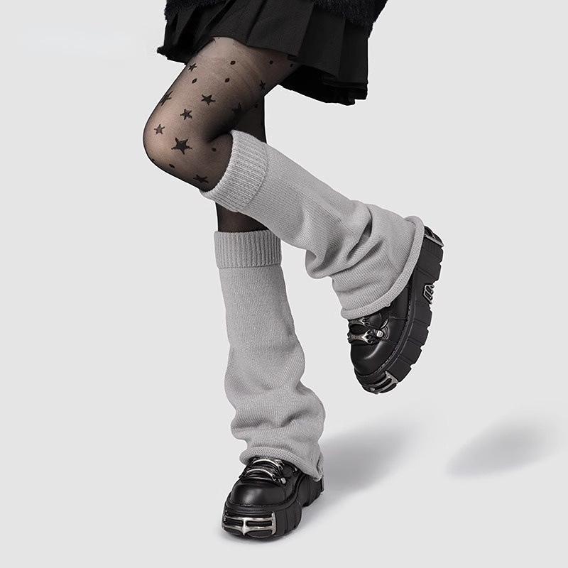 Guêtres Tricotées Couleur Unie pour Femmes - Chaussettes Longues Style Y2K pour le Printemps et l'Automne