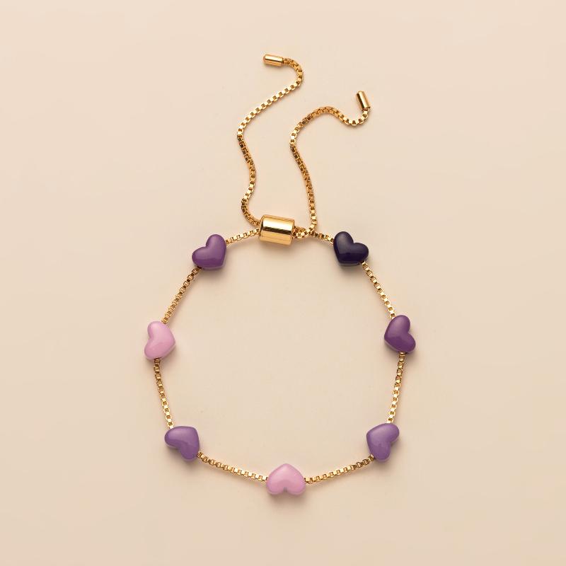 Children'S Colorful Heart Gradient Bracelet Ins Able Wrist Chain For Gilrs Party Jewelry Gift