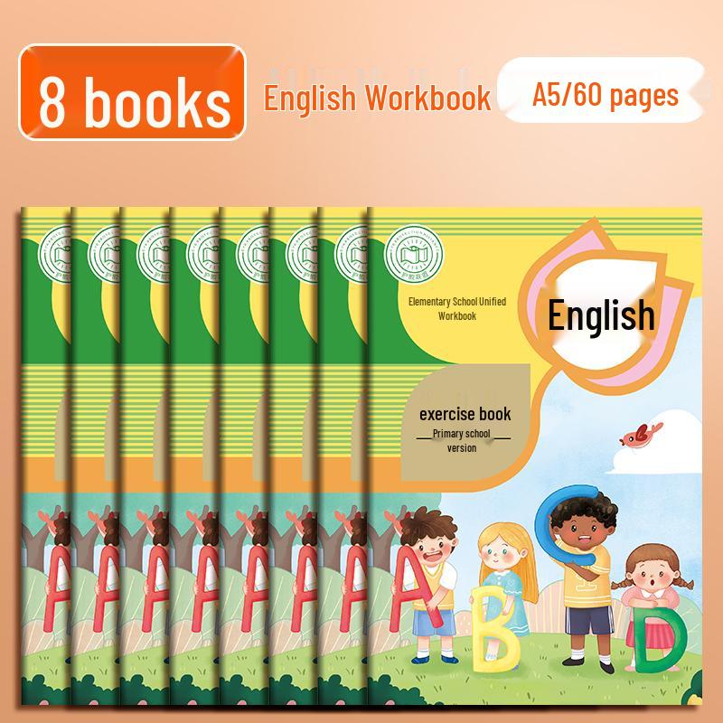 A5 English Elementary School Workbook: Four Lines, Three Spaces, Grades 1-3