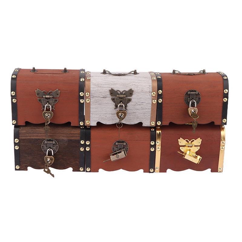 Treasure Chest With Lock Vintage Treasure Storage Box Piggy Bank Organizer Saving Box Case With Lock For Home Retro Decoration