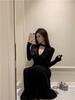 Niche Design Pleated Ribbon A-line Knit Dress – Women's Spring/Autumn Slimming Long Style