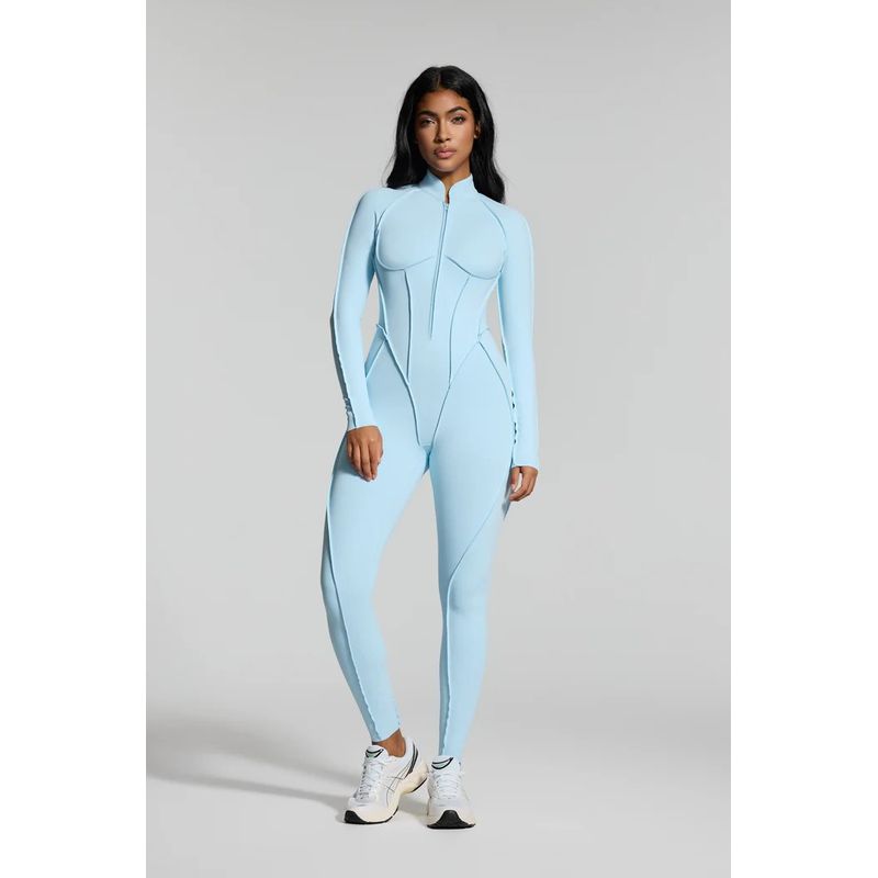 BetterMe Same Style Sexy Silm Jumpsuit Long Sleeves Zipper Tight Jumpsuit One-Piece Fitness Suit with Chest Pad