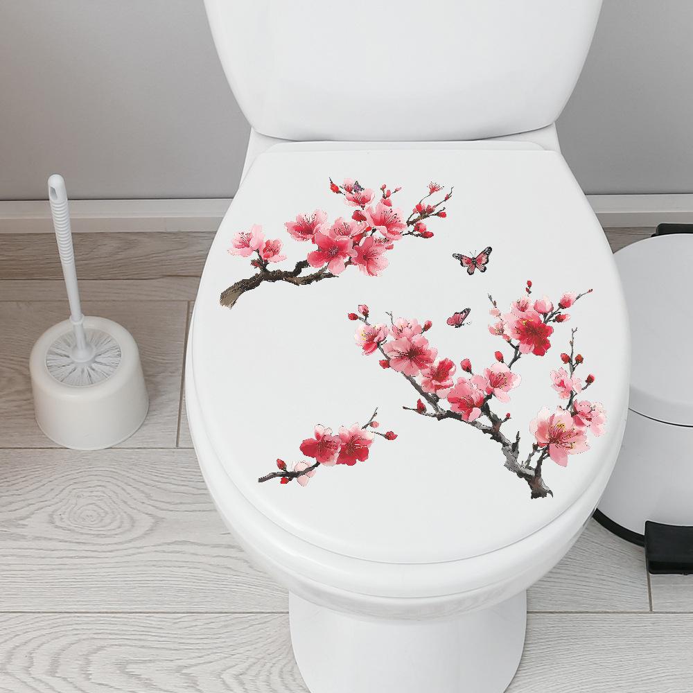 Personalized Watercolor Cherry Blossom Tree Bathroom Home Decoration Beautification Toilet Sticker