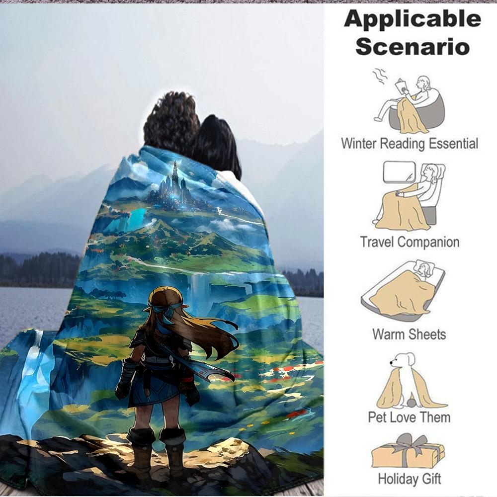 1PC Legend of Zelda Blanket, Throw For Sofa, Bed, Travel, Camping, Livingroom,