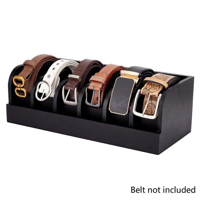 

1Pcs Bamboo Belt Organizer-Wooden Closet Stowrage For Bedroom Closet Jewelry Display Multi-Functional Compartment Design Durable B