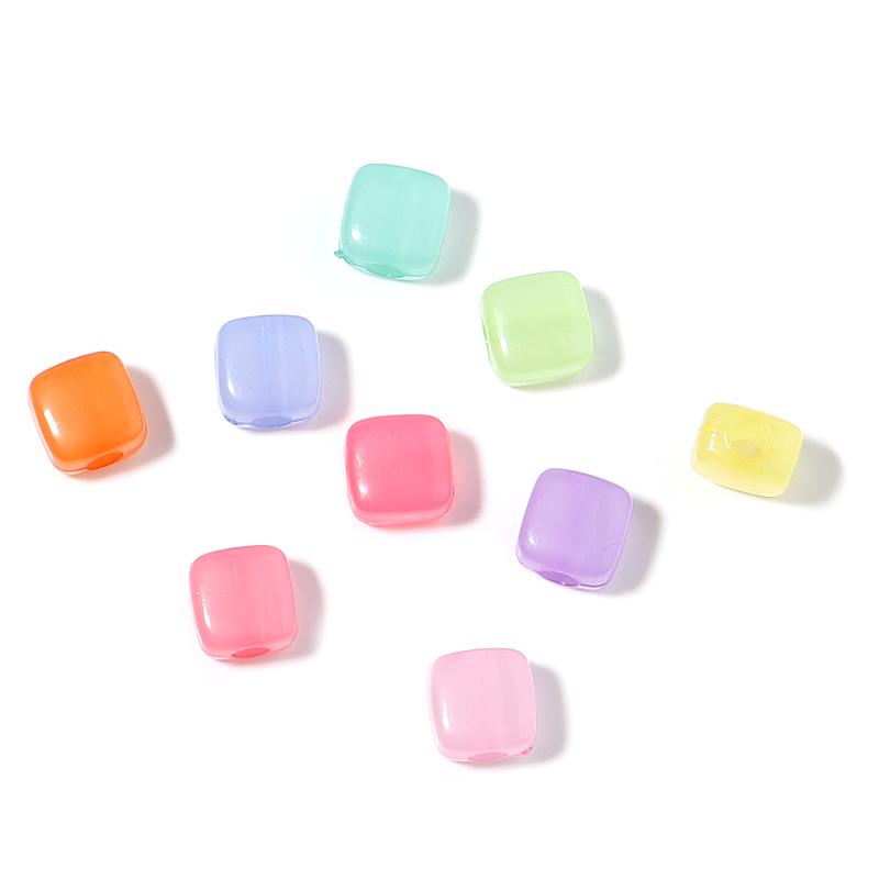 100pcs/lot Candy Color Square Plastic Beads 8mm Loose Spacer Beads For Jewelry Making DIY Crafts Necklace Bracelet Accessories