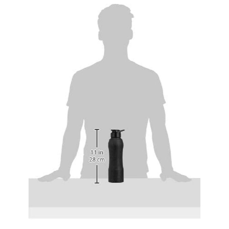 Stainless Steel Water Bottle with Hand Grip and Sipper, Set of 2 | Leak-Proof | BPA Free | 1000 ml (Black)