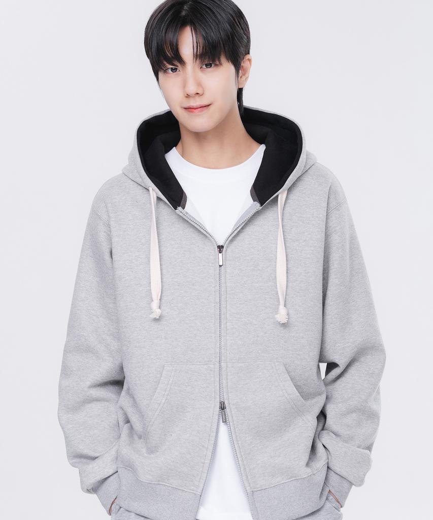 Alvinclo [Fleece-Lined] Hoodie Color Block Match Regular Fit Zip-Up Azh672 (4 Colors)