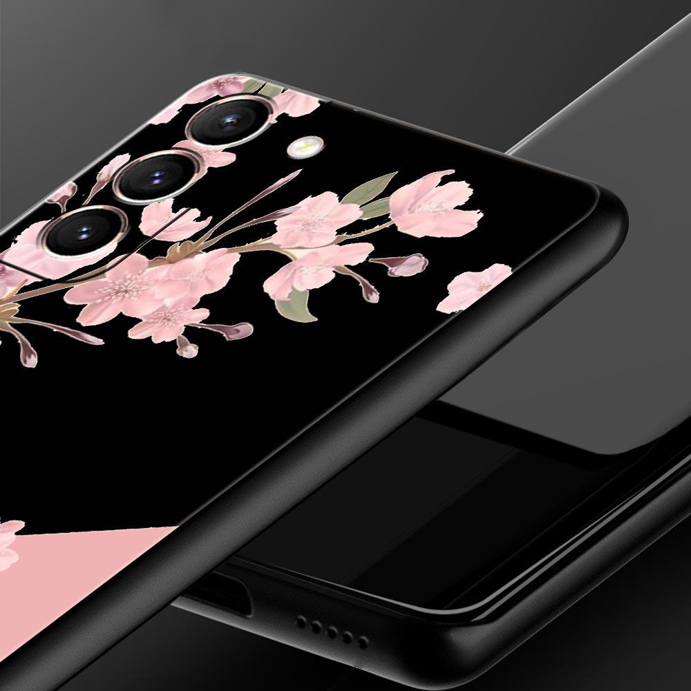 Golden Letter Flower Phone Case For Samsung Galaxy S26 Ultra S25 Plus S24 FE S23 S22 5G S21 S20 Cover Black Soft