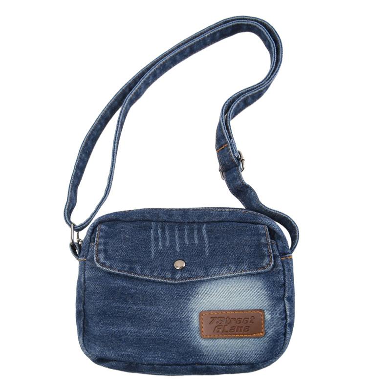 

Denim Mobile Phone Bag Letter Shoulder Crossbody Bag темно-синий