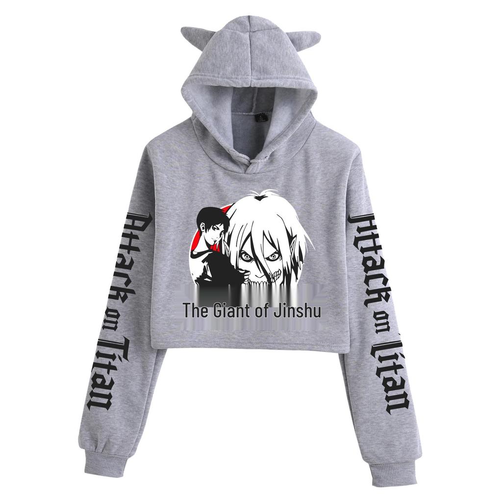 Attack on Titan Women's Cat Ear Crop Hoodie
