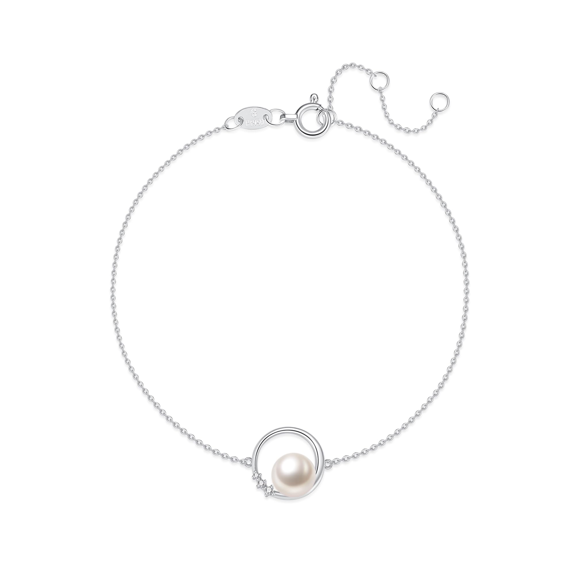 

FANCIME Natural Diamond Platinum Bracelet PT950 Genuine Pearl Freshwater Pearl Pearl Ring Motif Natural Stone 3 Stone Diamond Jewelry Day Christmas