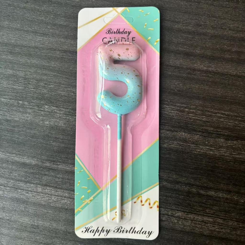 Ins Galaxy Gradient Digital Birthday Candle Ornament Pink Blue Purple Layout Party Cake Baking Plug-in Card