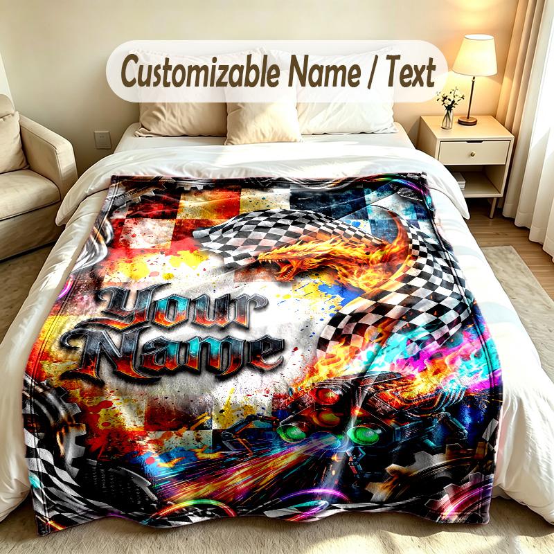 Fantasy Magic Theme Soft Blanket Personalized Custom Name Text Print Warm Blanket Home Sofa Bedroom Decor