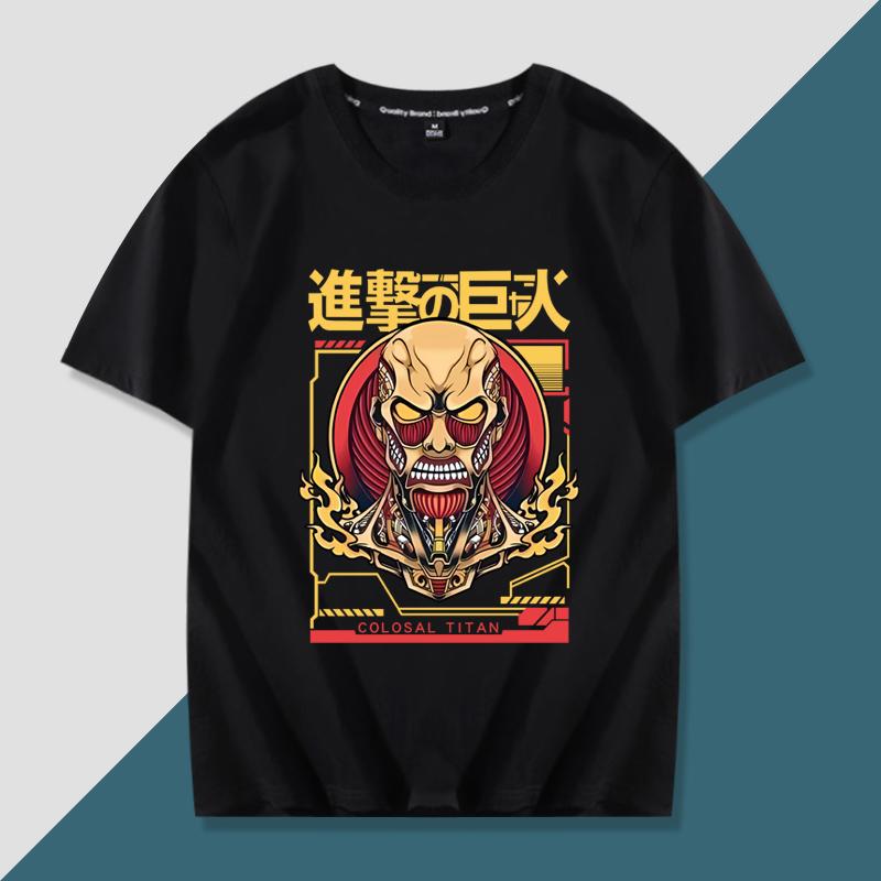 Japanese anime Attack on Titan handsome printed summer 100% cotton T-shirt fashion casual men's streetwear