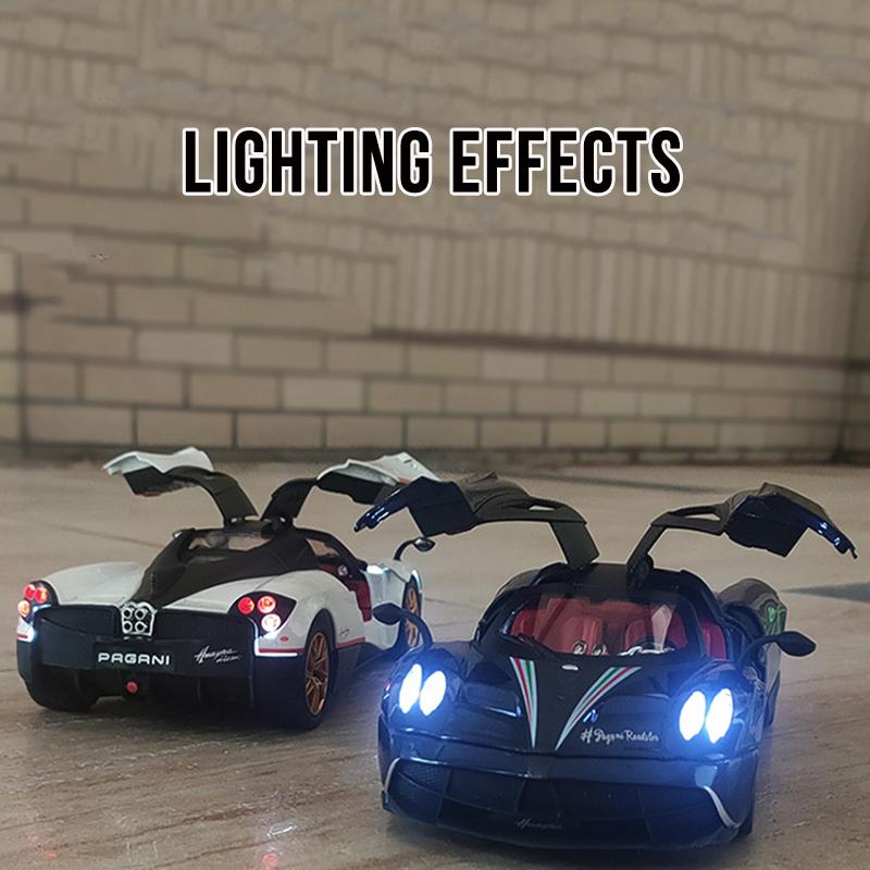 1/24 Scale Huayra Diecast Car Model Toy, Pull Back Toy Vehicle with Sound and Light for Kids Toddler Boys Girls Gift Collection
