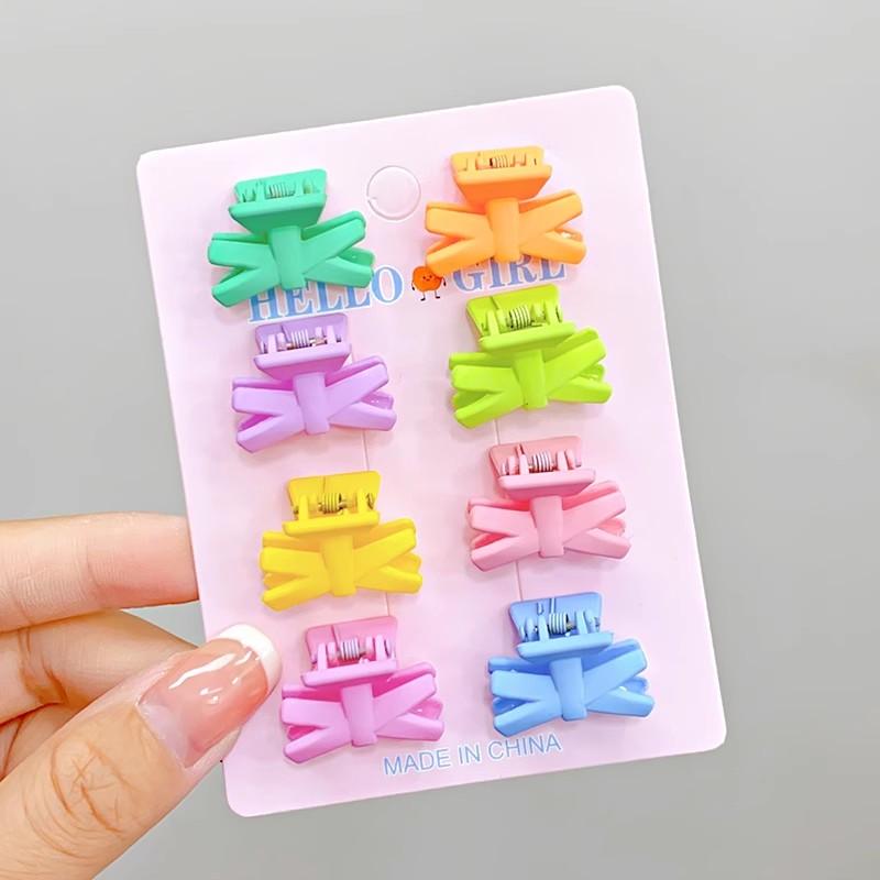 8pcs/set Black Colorful Geometric Plastic Small Hair Claws For Sweet Girls Mini Hair Clips Hairpin Kids Lovely Hair Accessories