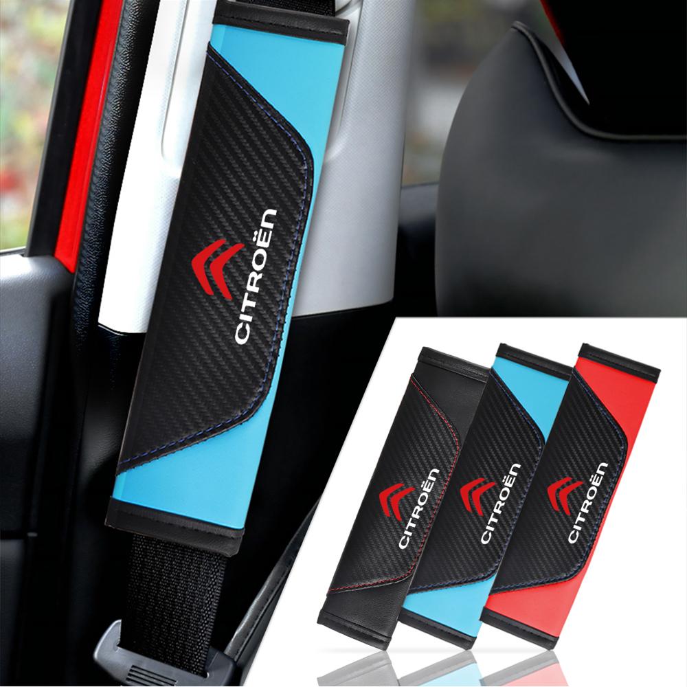 1/2Pcs Car Seat Belt Shoulder Cover Carbon Fiber Protective Pad For Citroen C1 C2 C3 C4 Picasso C4L C5 C-ELYSEE DS DS4 Berlingo