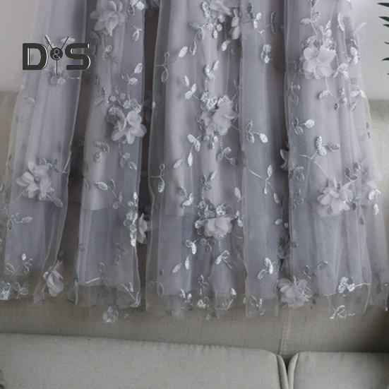 Women Midi Skirt Elastic High Waist Floral Embroidery Print Mesh Skirt Double Layered Tulle Large Hem A-Line Skirt