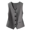 Women Vest Sleeveless Single-breasted Western Style Slim Fit Cardigan Suit Coat Pure Color V Neck Formal Business Style Lady Waistcoat