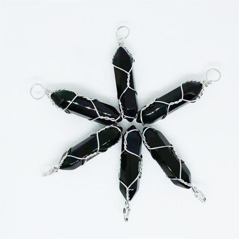 Hexagonal Double-Ended Crystal Pendant DIY Jewelry Accessory